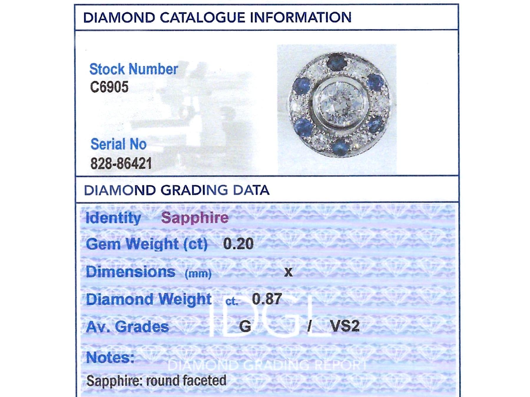 1920er Jahre Saphir- und Diamant-Cluster-Ring aus Weißgold im Angebot 4