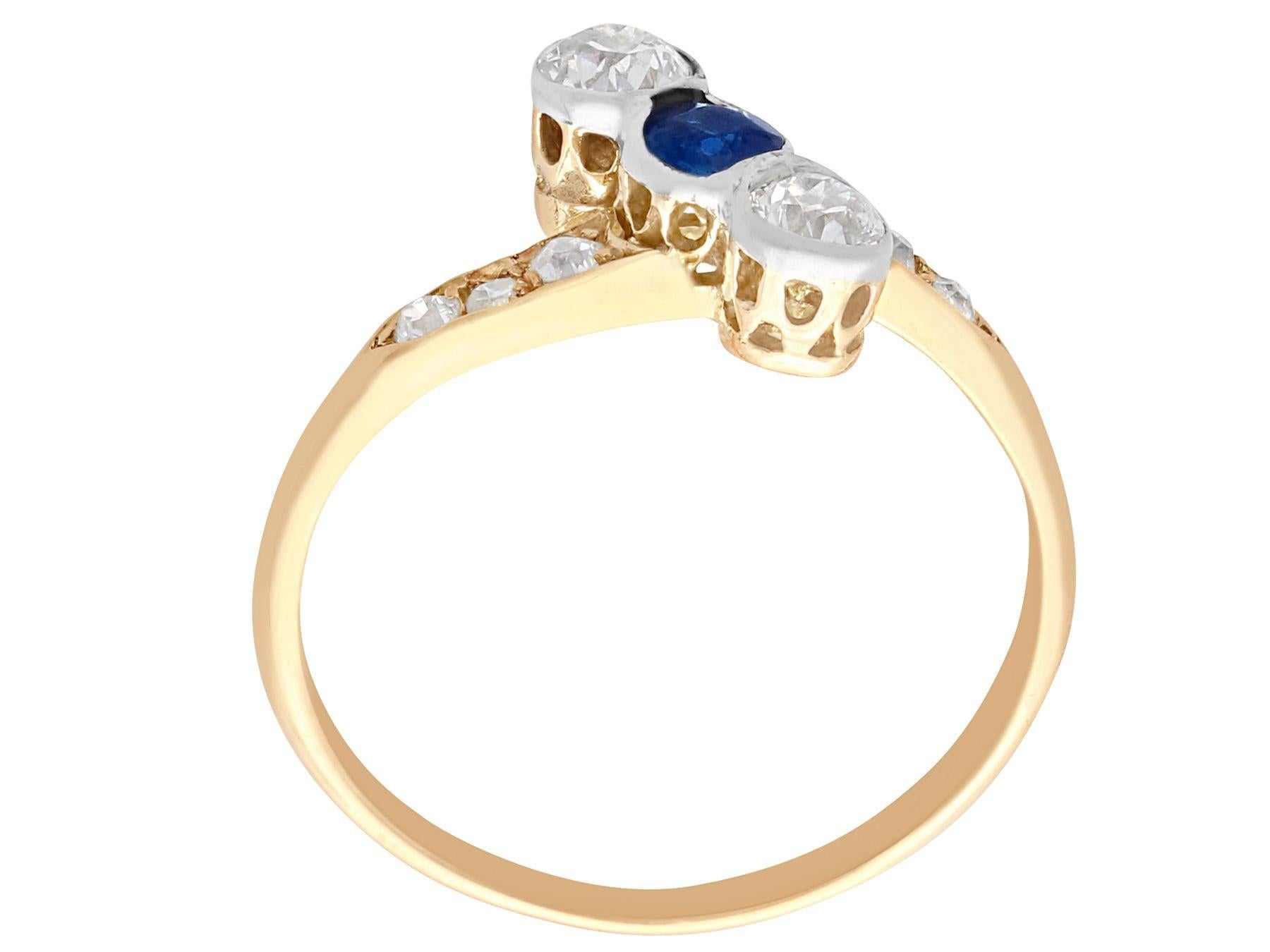Women's 1920s Sapphire and Diamond Yellow Gold Cocktail Ring For Sale