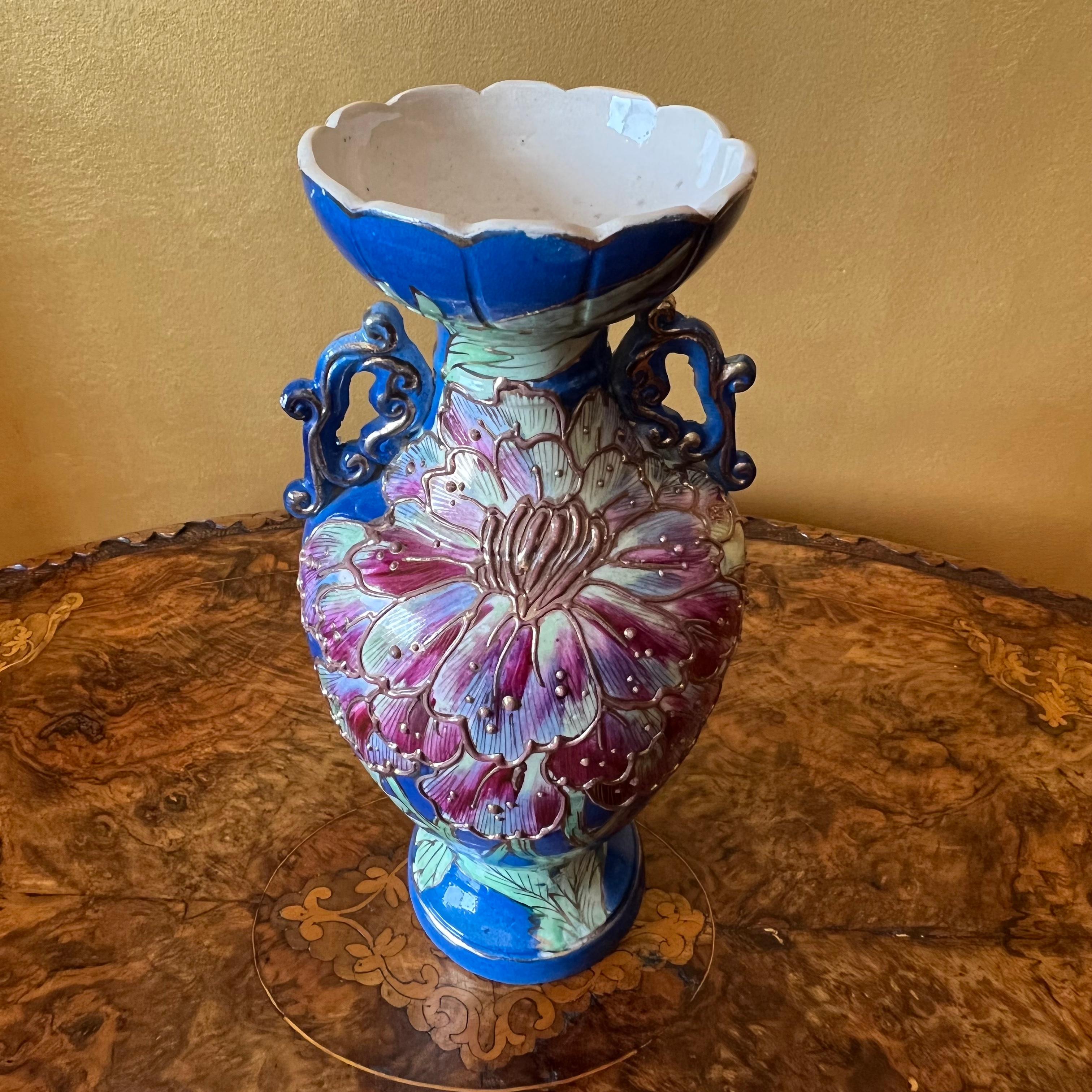 20th Century Antique 1920s Satsuma Hand Painted Japanese Vase For Sale