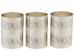 Antique 1920s Set of Six Sterling Silver Napkin Rings