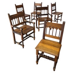 Antique 1920s Spanish Colonial Revival Scalloped Bobbin Dining Chairs