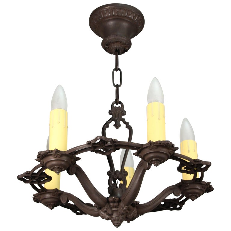 Antique 1920s Spanish Revival Chandelier With Five Light And Small Drop At 1stdibs Antique 1920s Spanish Revival, Vintage Spanish Revival Chandelier