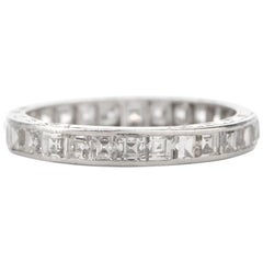Antique 1920s Square Diamond Platinum Eternity Band Ring