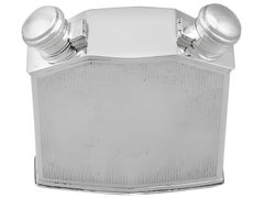 Antique 1920s Sterling Silver Double Radiator Hip Flask