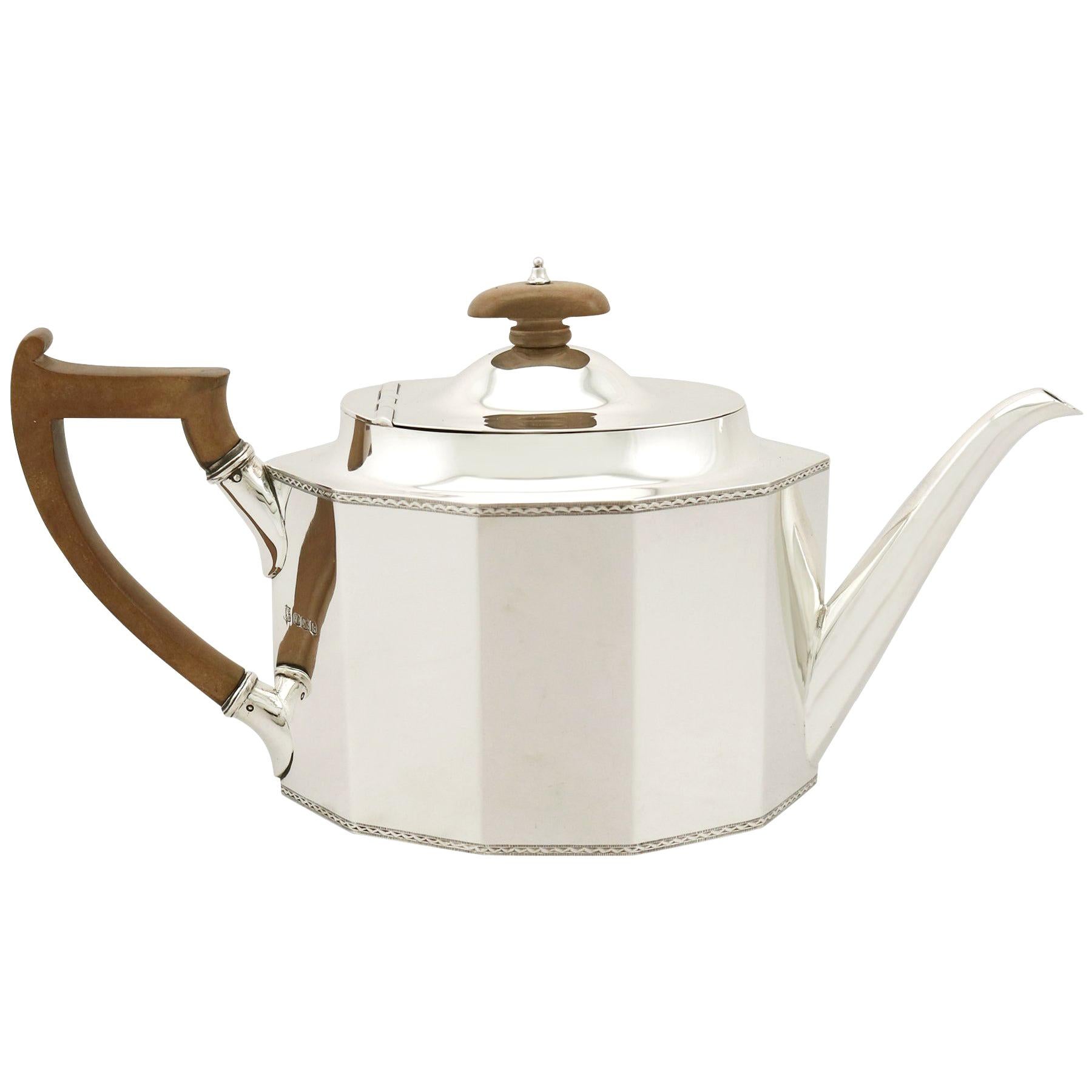Antique 1920s Sterling Silver Teapot by Thomas Bradbury & Sons Ltd
