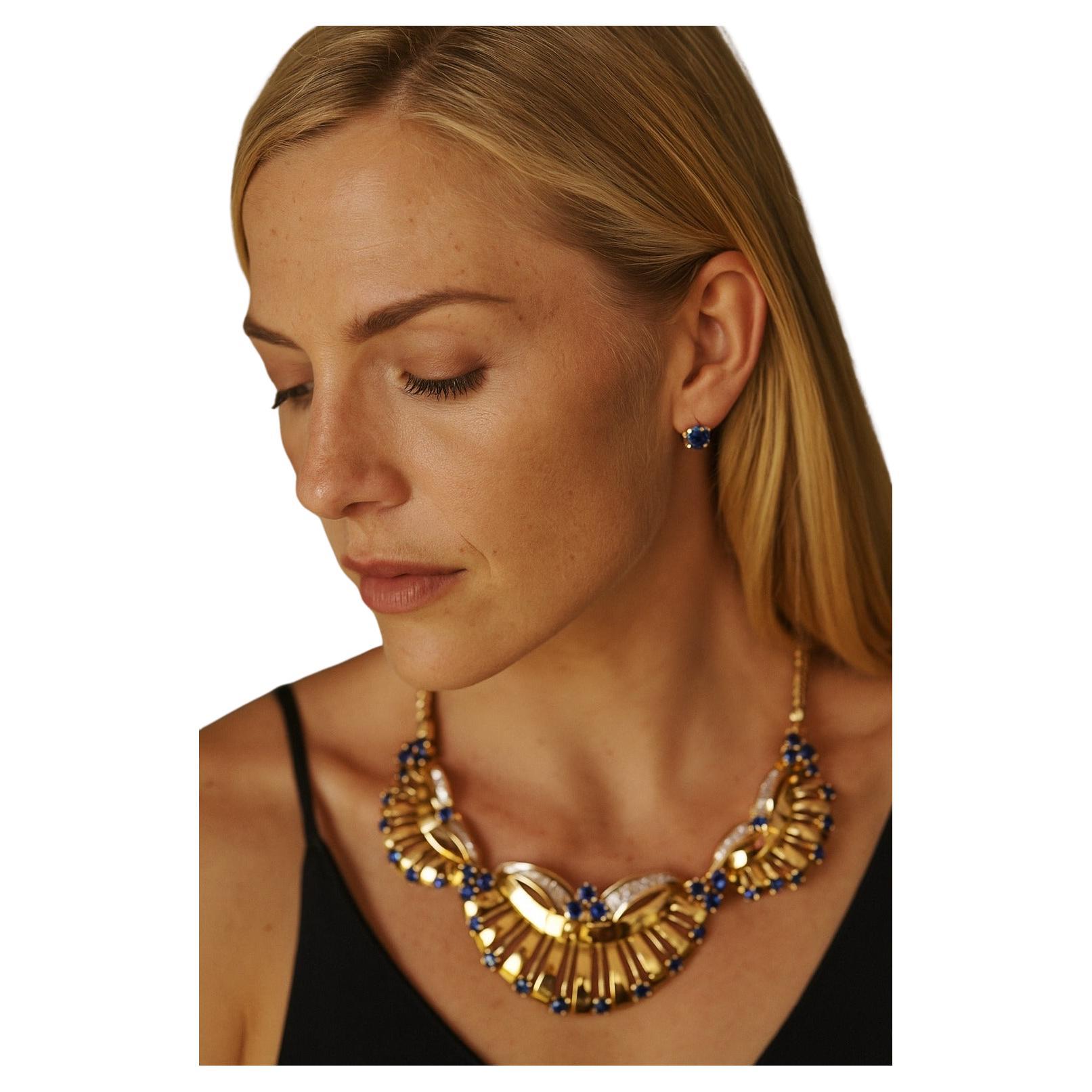 Moderne Ancienne Tiffany & Co. des années 1920. Collier en saphir et diamant en vente