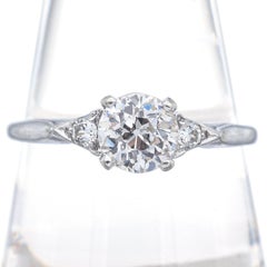 Antique 1920s White Gold 1.05tcw Diamond Three-Stone Band Ring