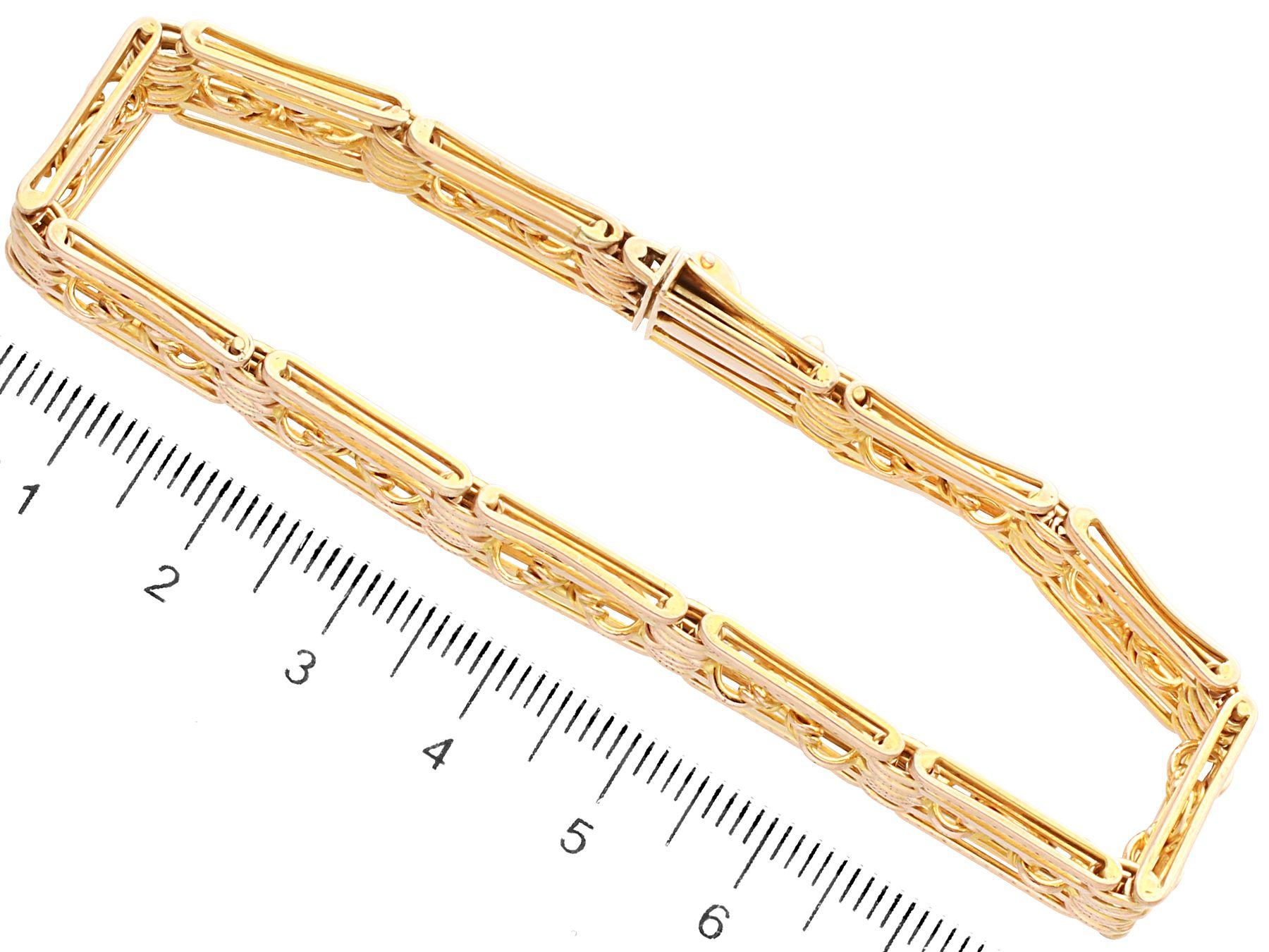 Antique 1920s Yellow Gold Gate Bracelet For Sale 3