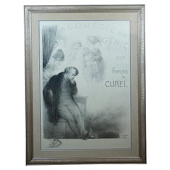 Antiker französischer Komödie-Lithographiedruck von Charles Leandre Francois de Curel aus dem Jahr 1921