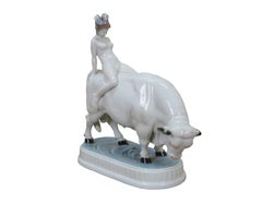 Antike 1921 Rosenthal Adolf Oppel Europa auf dem Stier Porzellanfigur 10"