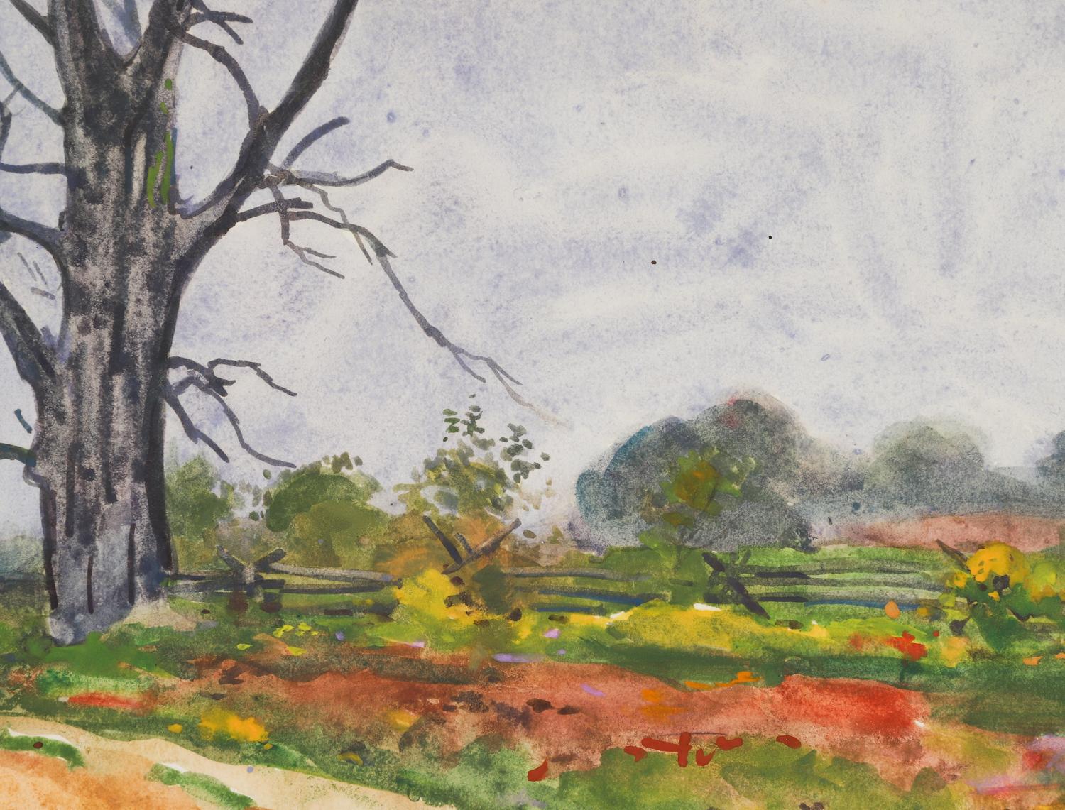 Early 20th Century Antique 1922 New England Landscape Painting by Egbert Cadmus For Sale