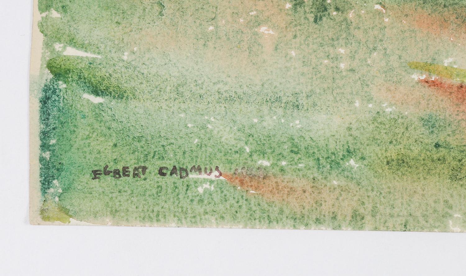 Aquarelle ancienne de 1922 sur papier d'Egbert Cadmus (Américain, 1868-1939) représentant un paysage de Van Cortlandt Park Bronx New York. Aquarelliste accompli, il est surtout connu comme le père de l'artiste Paul Cadmus. Est devenu membre des