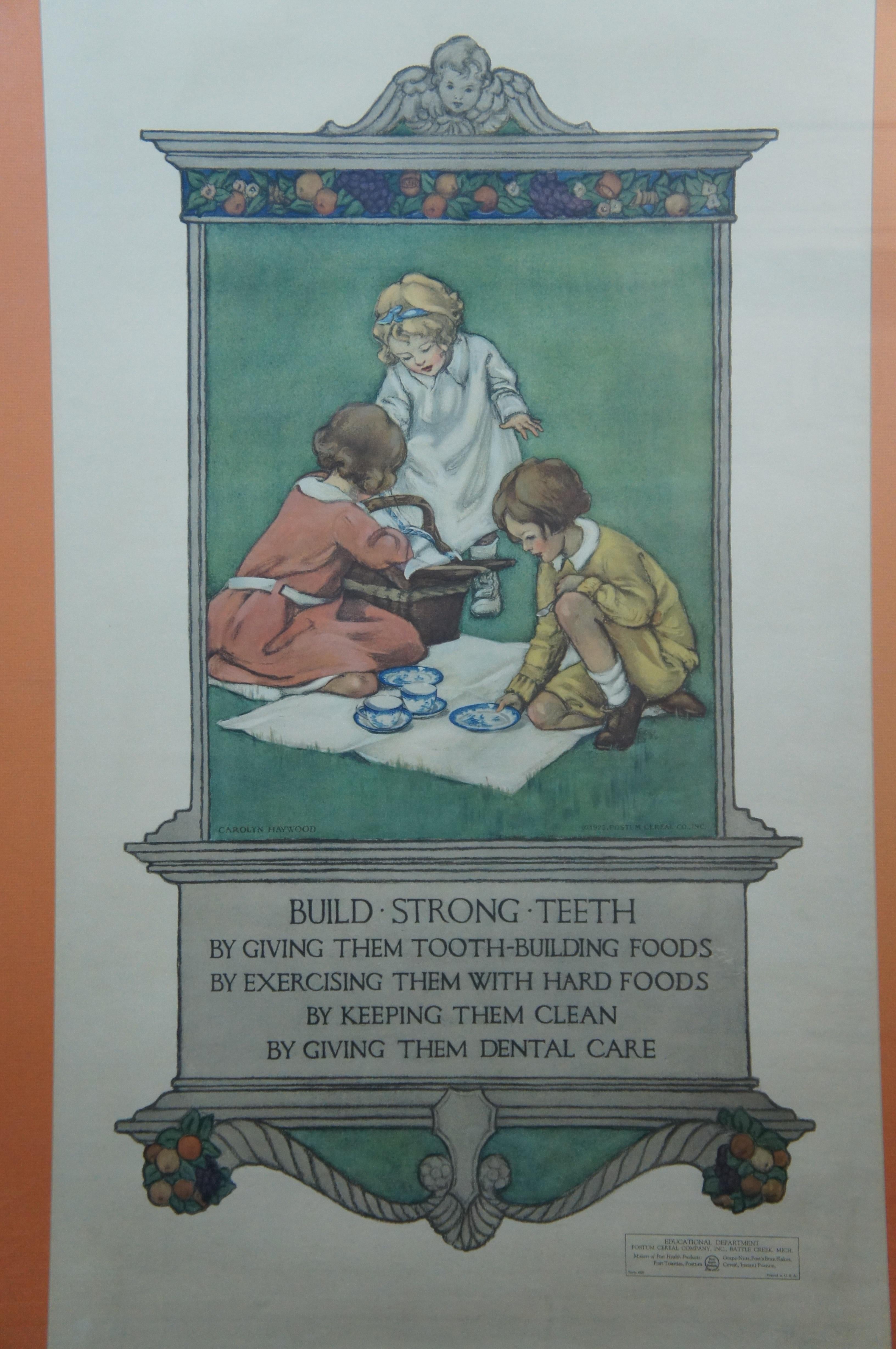 Paper Antique 1925 Post Cereal Carolyn Haywood Build Strong Teeth Ad Poster 45