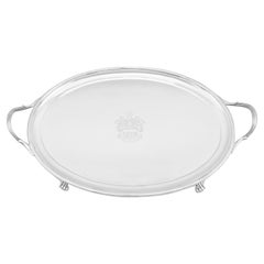Plateau à boissons antique en argent sterling de 1926