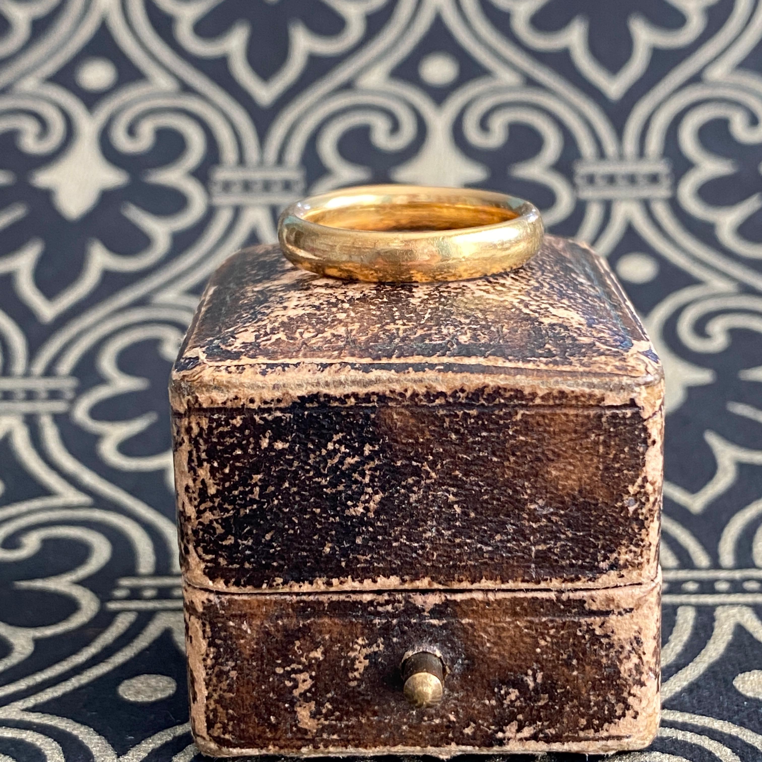 Antike 1927 22K schwere gerundete Ehering Ring 11