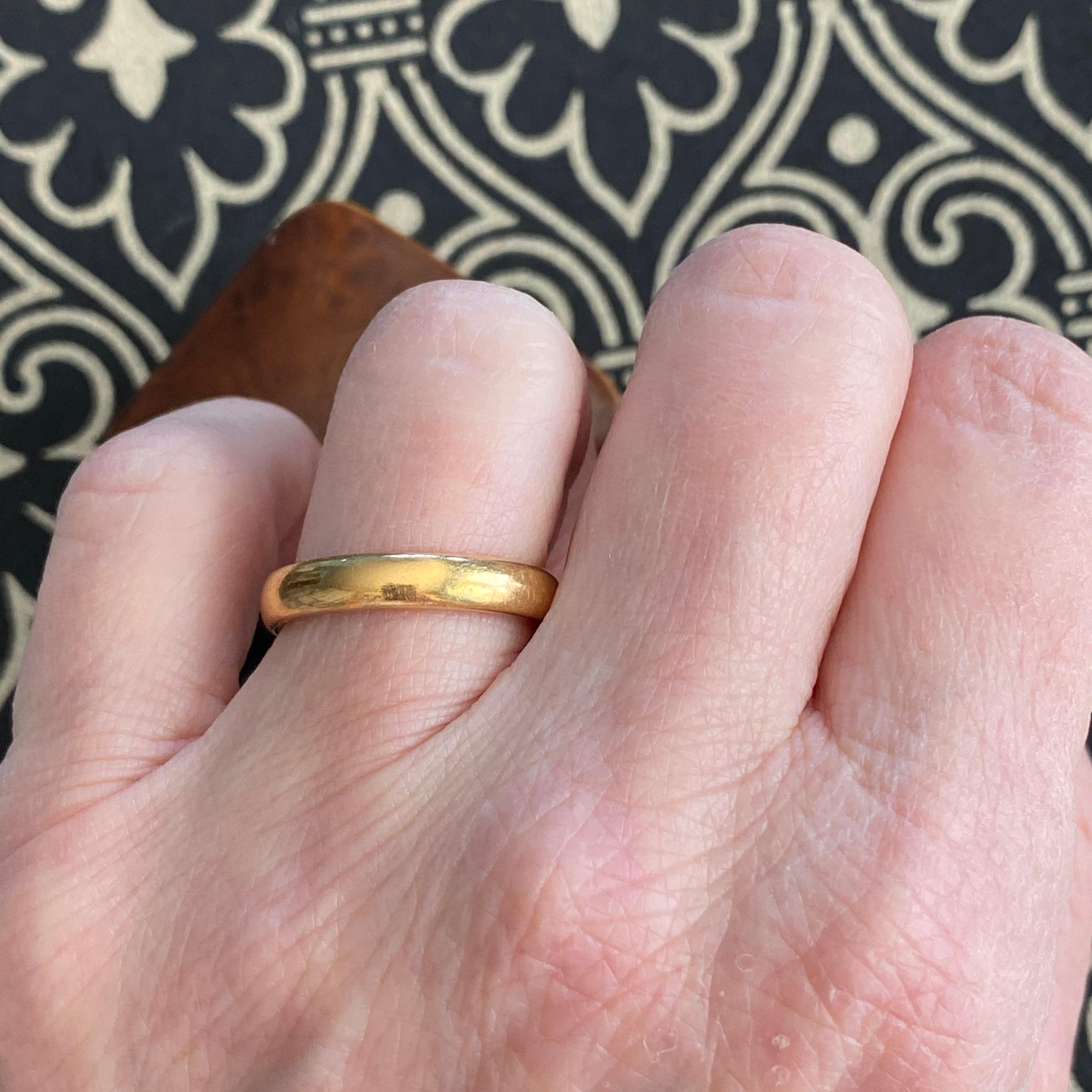 Antike 1927 22K schwere gerundete Ehering Ring für Damen oder Herren
