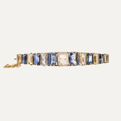 Antique 19.2kt Yellow Gold Bracelet with Blue & Yellow Sapphires, 1960
