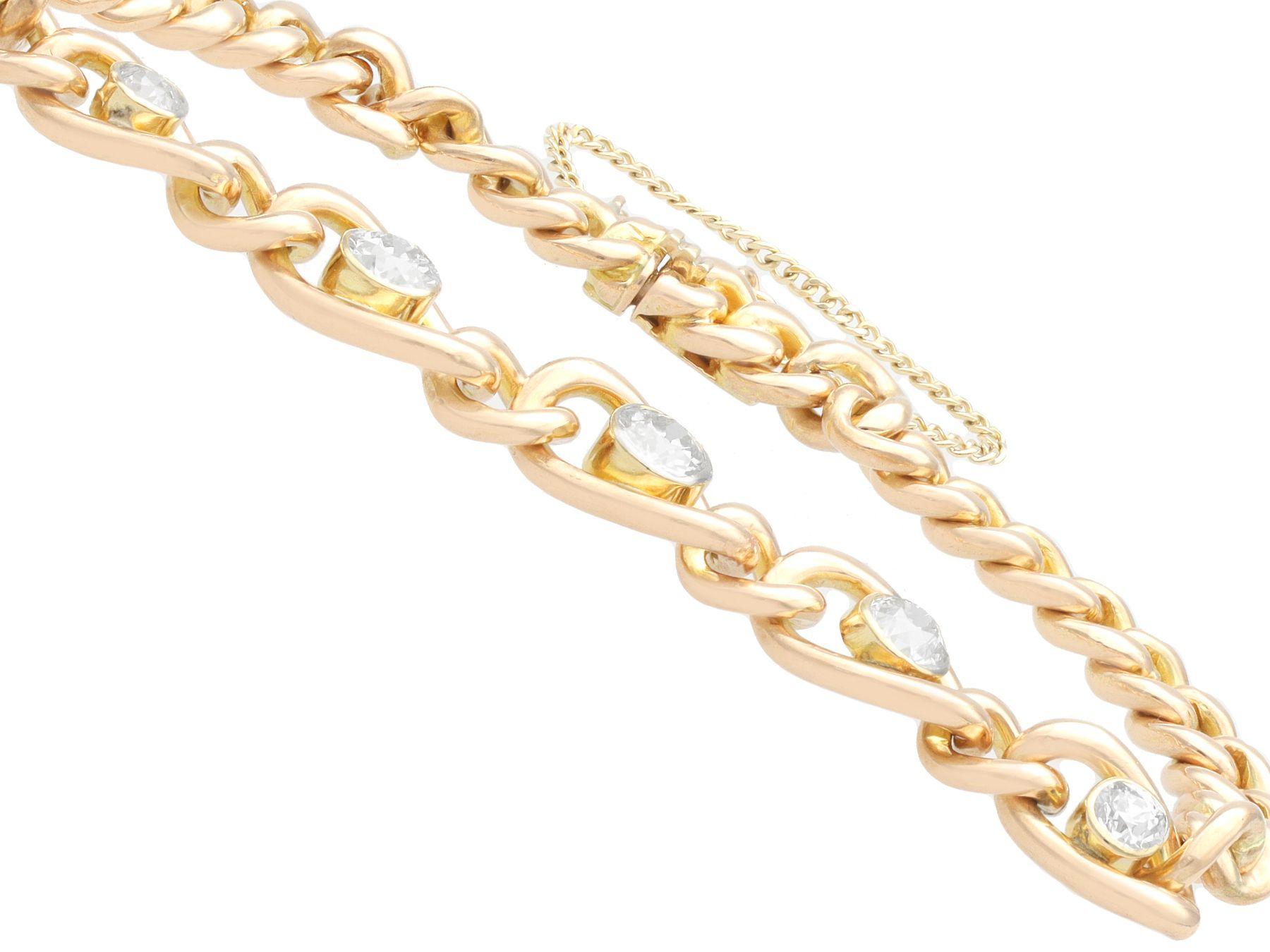 Taille vieille Europe Bracelet ancien en or jaune et diamants de 1,93 carat  en vente