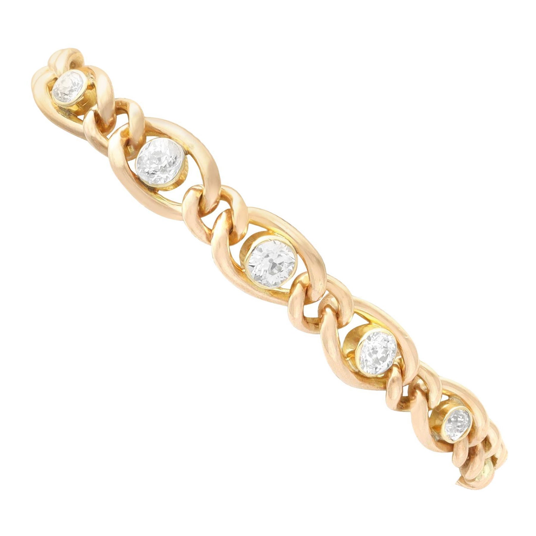 Bracciale antico in oro giallo e diamanti da 1,93 carati in vendita