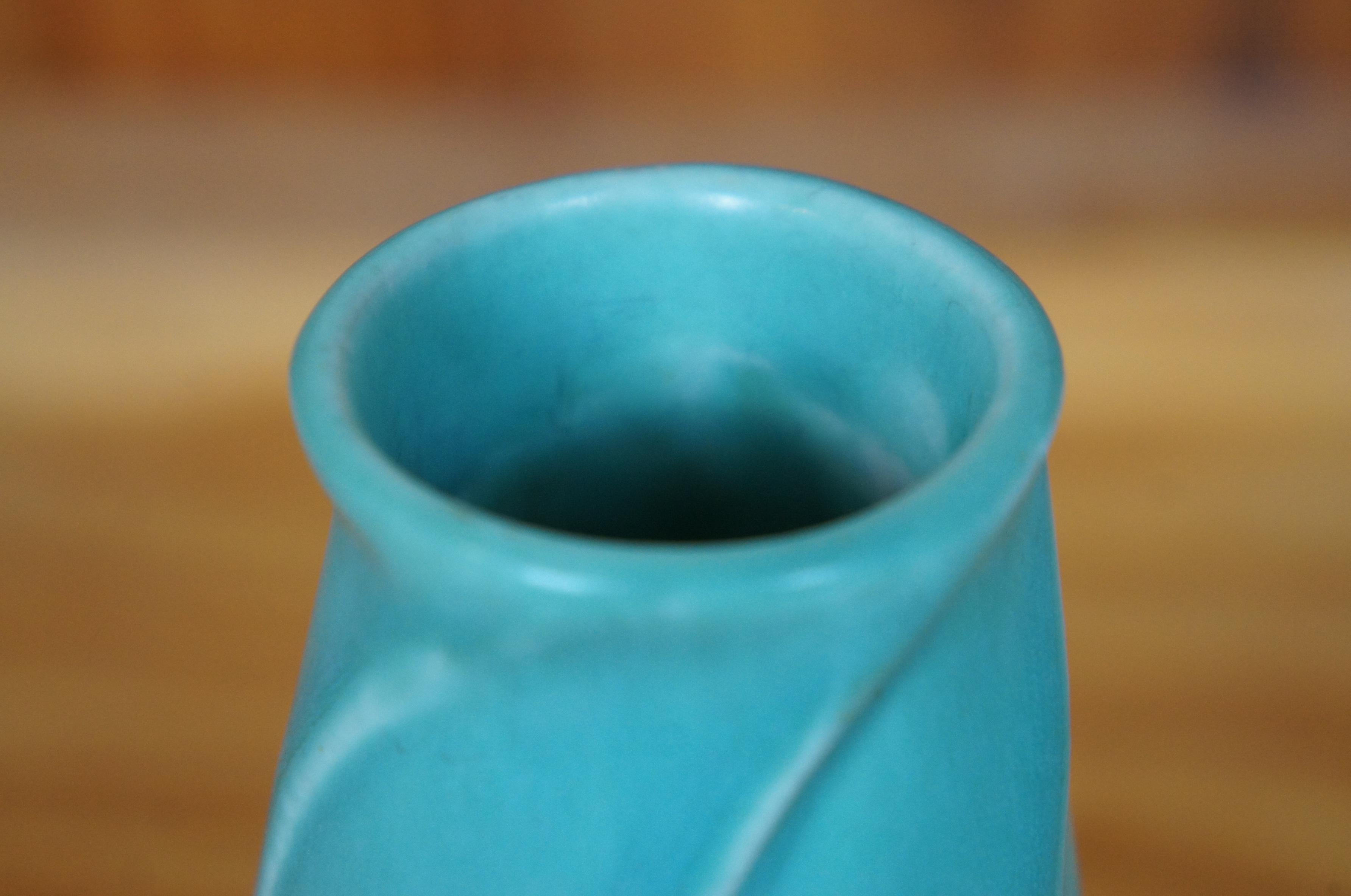 Vaso antico 1930 Rookwood 2135 Turchese Chiave Greca 50 Anniversario 6