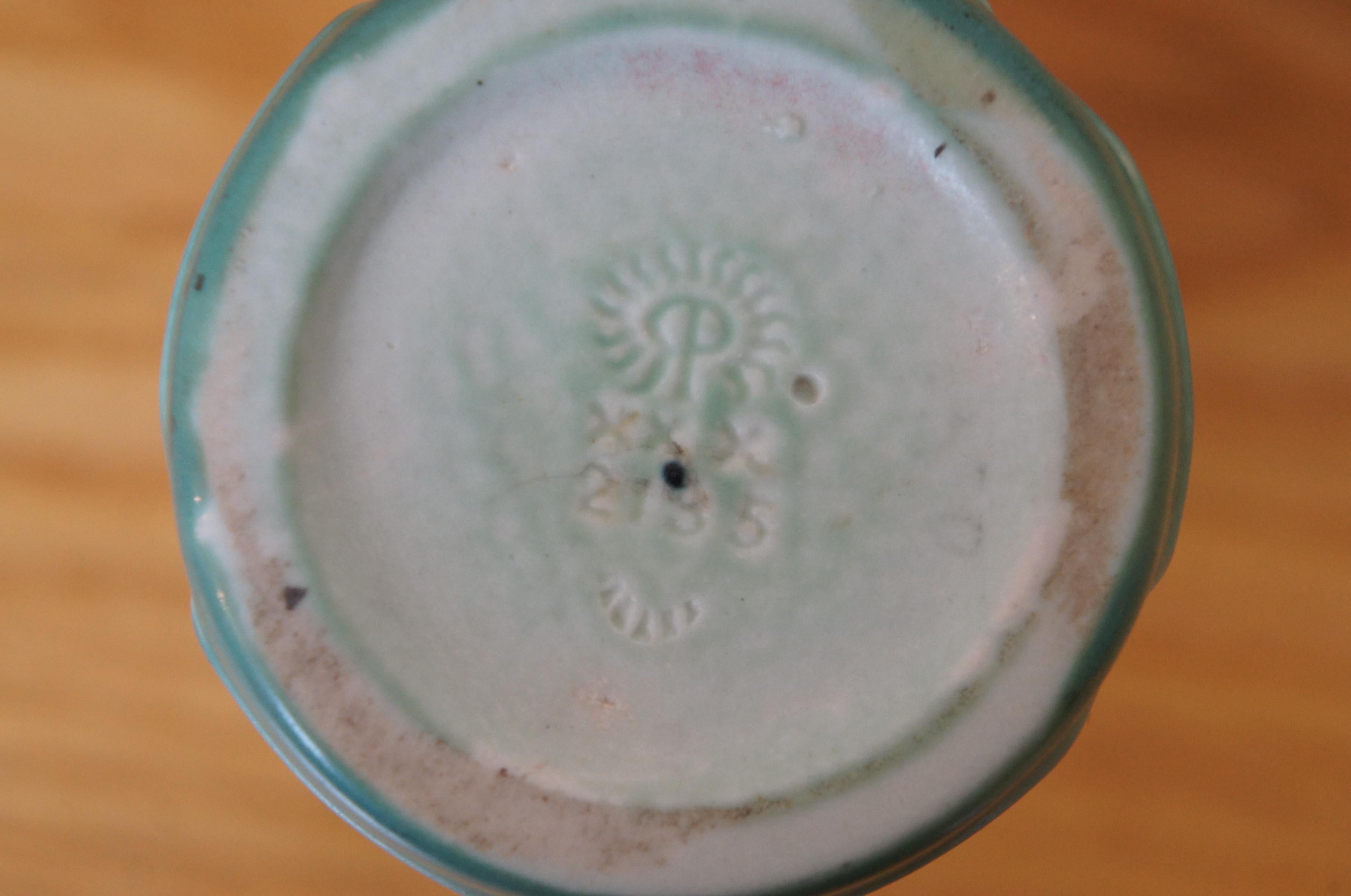 Vaso antico 1930 Rookwood 2135 Turchese Chiave Greca 50 Anniversario 6