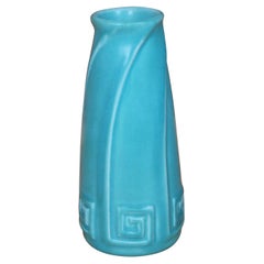 Antique 1930 Rookwood 2135 Turquoise Greek Key 50 Year Anniversary Vase 6"
