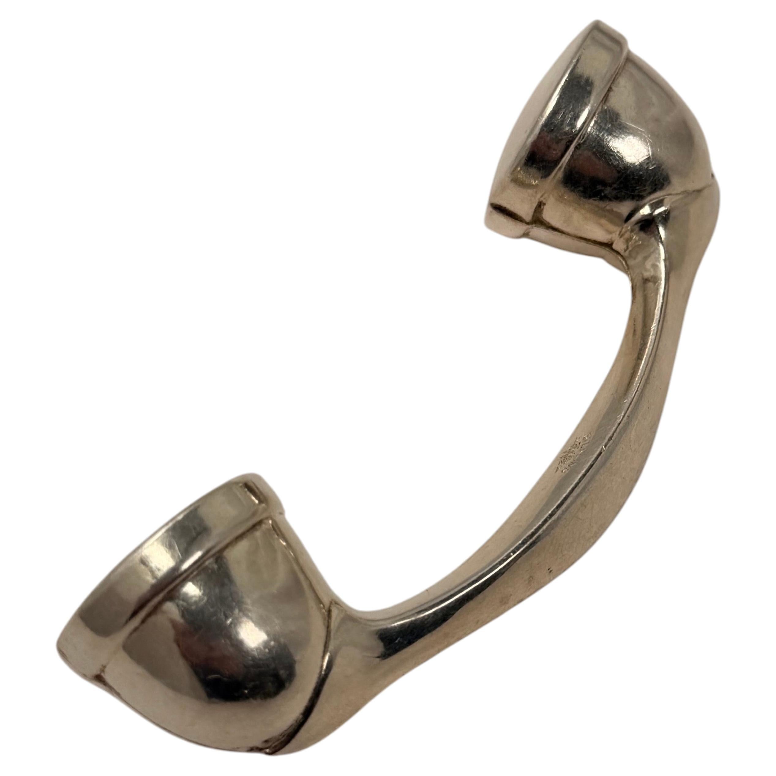 Hochet en forme de téléphone ancien en argent massif datant de 1930 - Excellent état