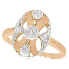 Antique 1930s 0.29ct Diamond Cocktail Ring, 14k Yellow & White Gold