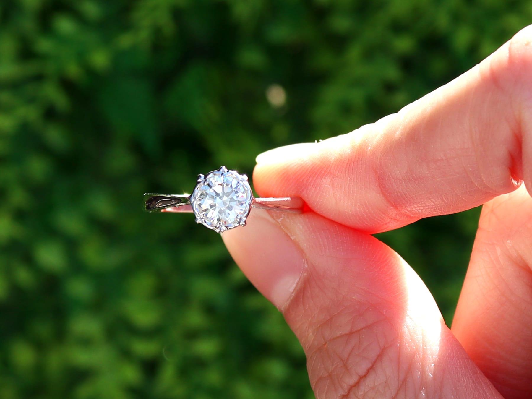 A stunning, fine and impressive 0.59 carat diamond and 18k white gold solitaire ring; part of our engagement ring collections

This stunning, fine and impressive antique solitaire diamond ring has been crafted in 18k white gold.

The pierced