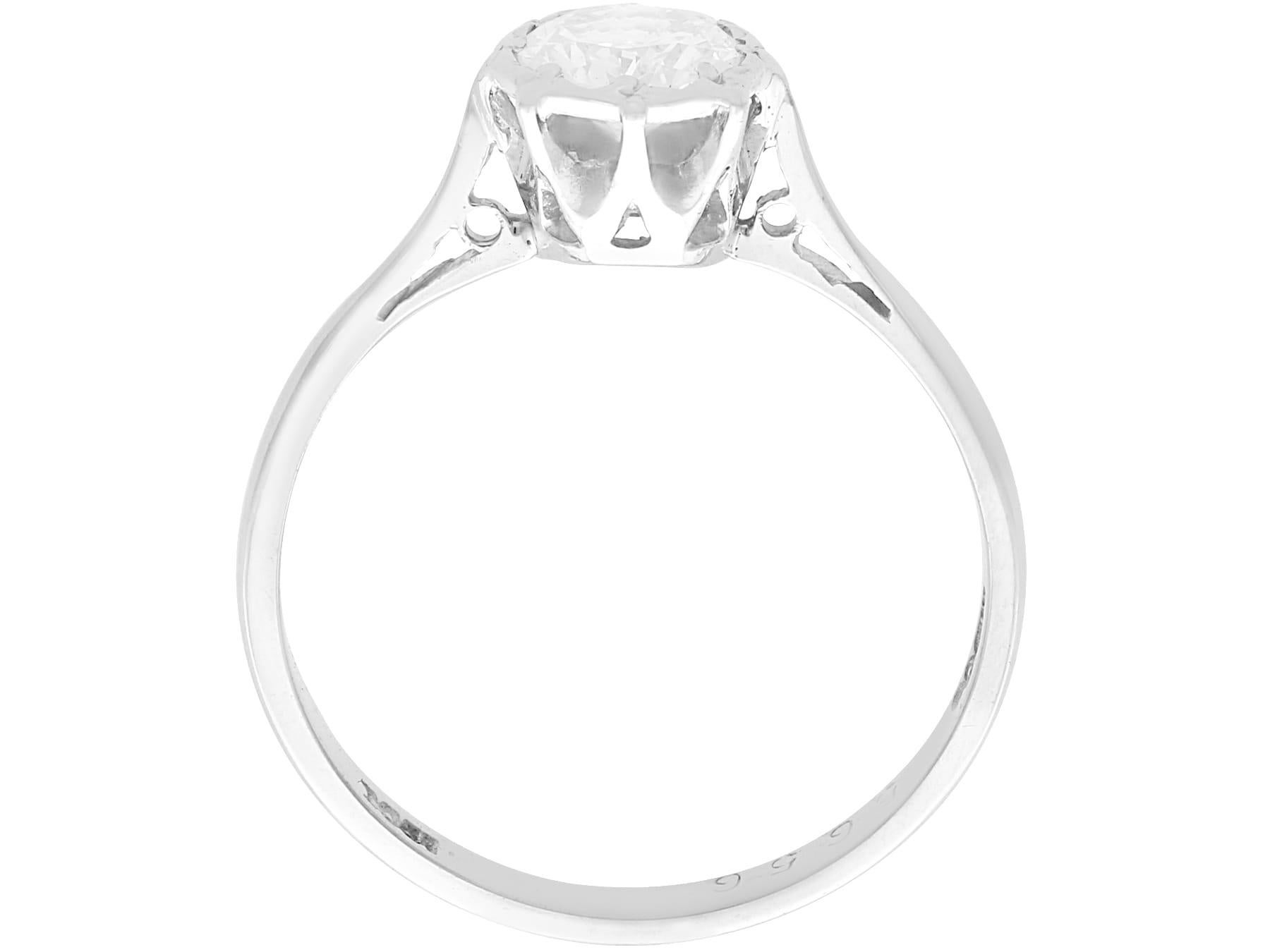 Women's or Men's Antique 0.59 Carat Diamond Solitaire Engagement Ring in 18k White Gold For Sale