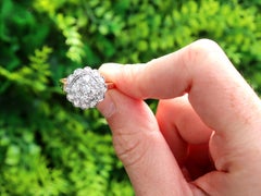Antique 1930s 0.83ct Diamond Cluster Ring, 18k Yellow Gold & Platinum