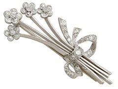 Antique 1930s 1.26 carat Diamond and Platinum Spray Brooch