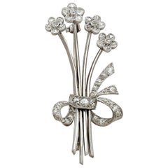 Vintage 1930s 1.26 carat Diamond and Platinum Spray Brooch