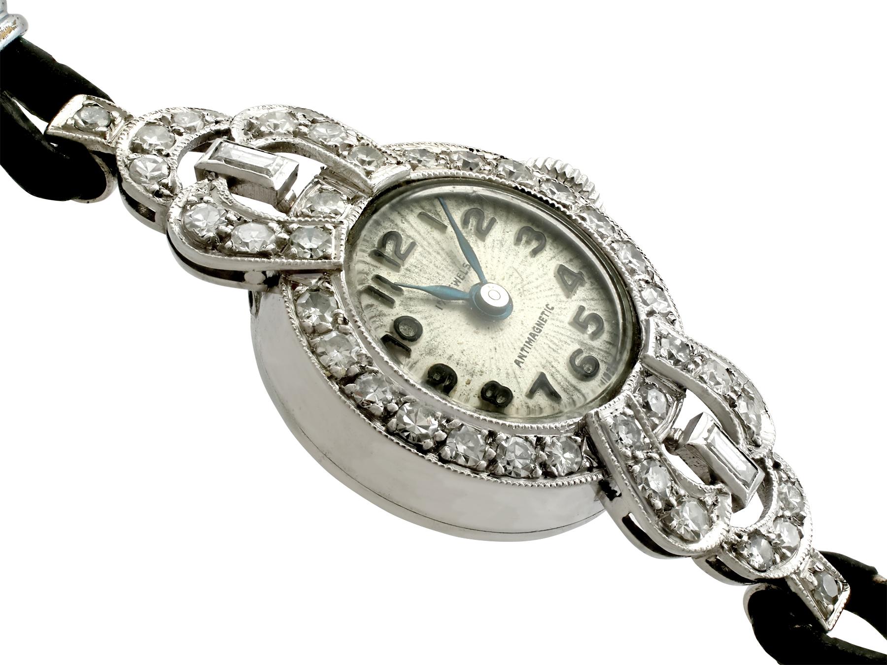 Art Deco Antique 1930s 1.42 Carat Diamond Platinum Cocktail Watch