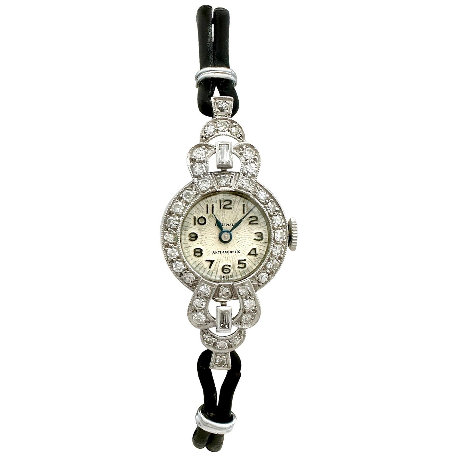 Antique 1930s 1.42 Carat Diamond Platinum Cocktail Watch