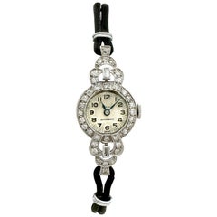 Vintage 1930s 1.42 Carat Diamond Platinum Cocktail Watch