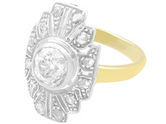 Antique 1930s 1.46 Carat Diamond and Yellow Gold Ring