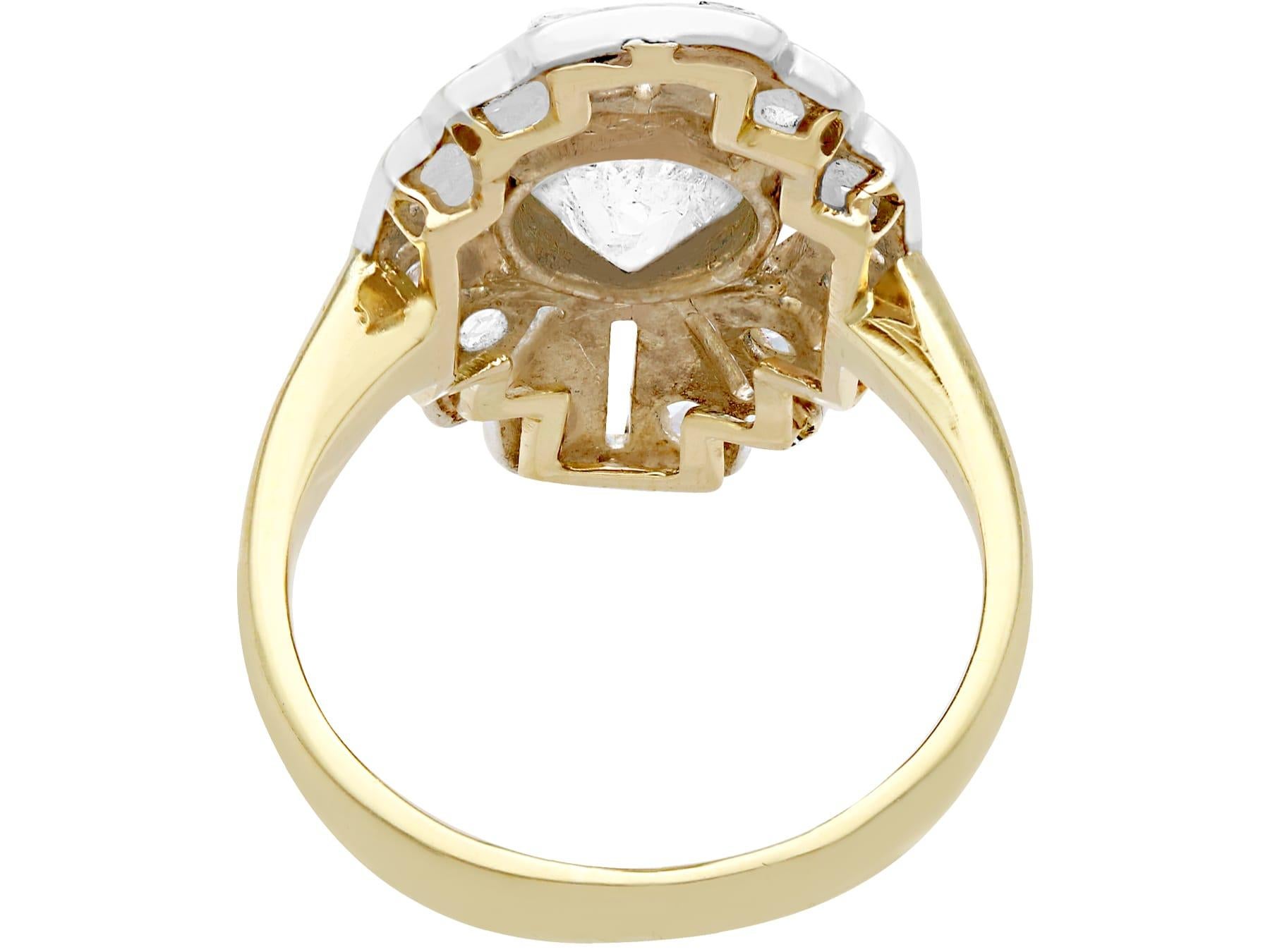 Old European Cut Antique 1930s 1.46 Carat Diamond and Yellow Gold Ring For Sale
