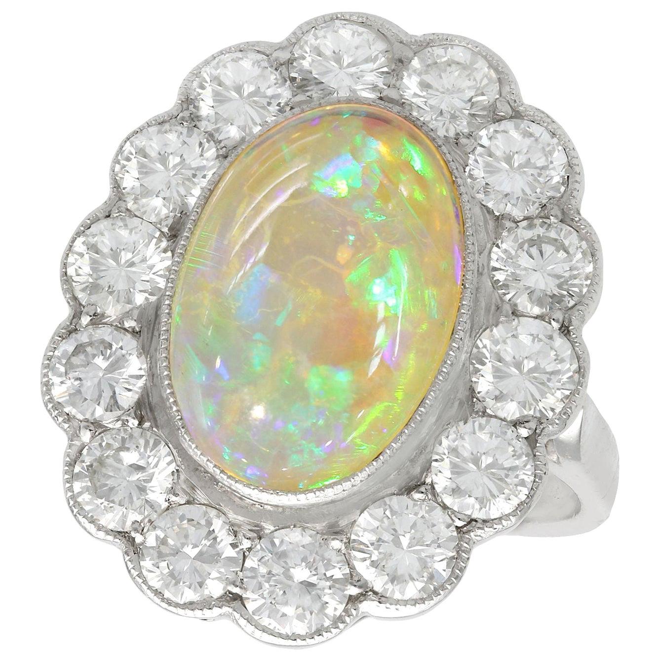 Bague En Argent Style Art Nouveau Avec Cabochon Ambre - Taille 53, Occasion