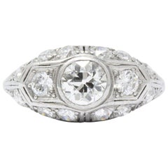 Art Deco 2.53 CTW Diamond Platinum Bombay Band Ring