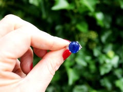 Antique 1930s 6.80 Ct Cabochon Cut Sapphire and Diamond Platinum Cocktail Ring