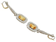 1930s 9.52 Carat Citrine and 4.55 Carat Diamond Yellow Gold Drop Earrings