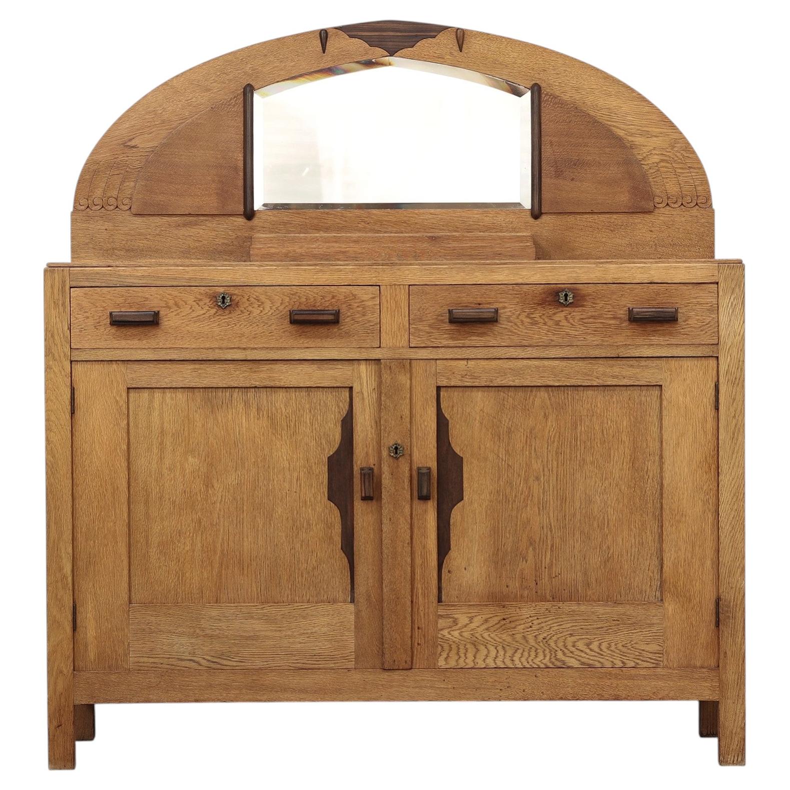 Antique Mirror del 1930 con specchio in quercia