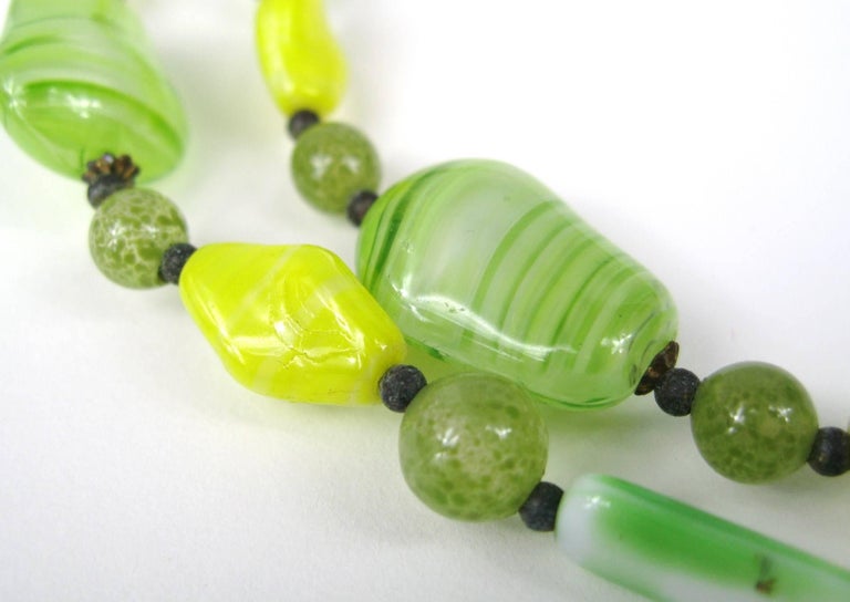 1930s/40s Art Deco Glass Diamond and Carved Beads Necklace main image 1