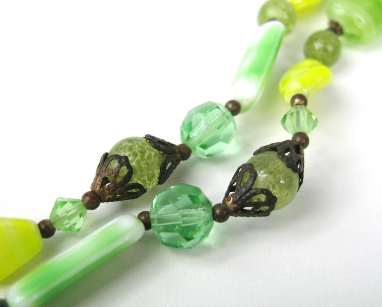 1930s/40s Art Deco Glass Diamond and Carved Beads Necklace main image 0