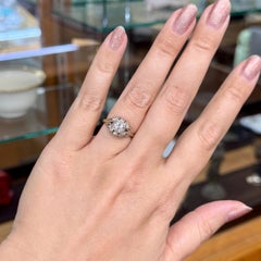 Antique 1930's Art Deco Old European Cut Diamond Engagement Ring 14k White Gold