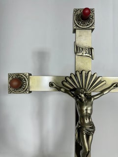 Antique 1930's Cast Aluminum Church / Funeral Light Up Crusifix