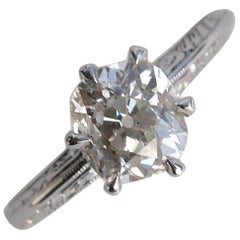 Antique 1930s Cushion Cut Diamond Gold Engagement Ring