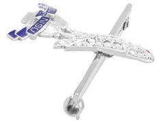 Antique 1930s Diamond and Ruby White Gold Regimental Brooch