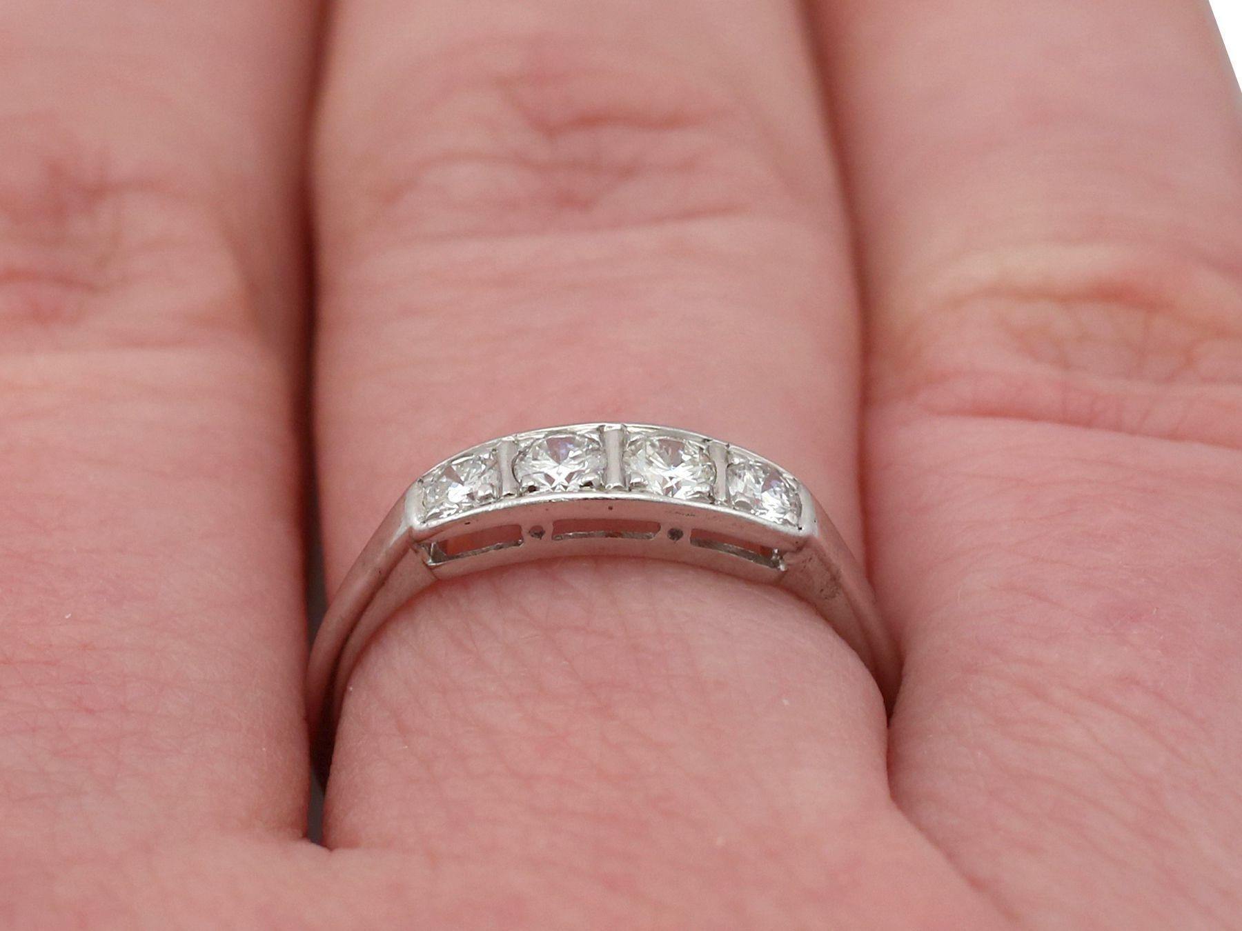 1930s Diamond and White Gold Four Stone Ring For Sale 2